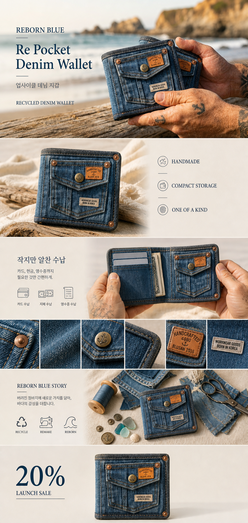 Folderable Wallet with Recycled Cargo Jeans