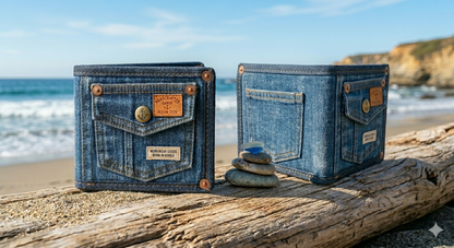 Folderable Wallet with Recycled Cargo Jeans